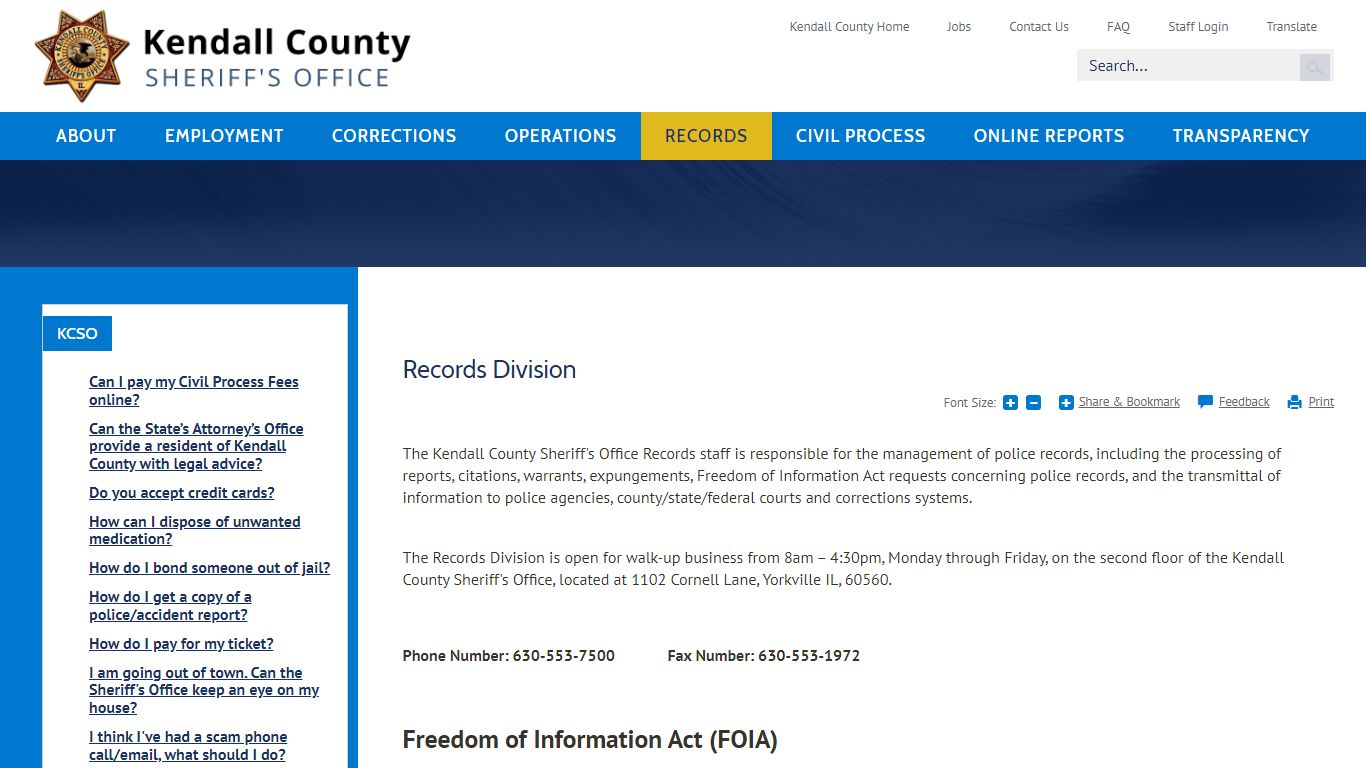 Records Division | Kendall County, IL