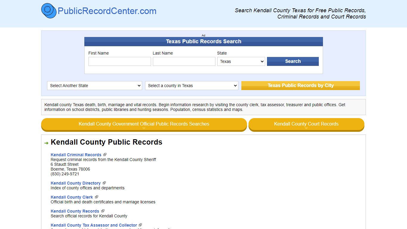 Kendall County Texas Free Public Records - Court Records ...