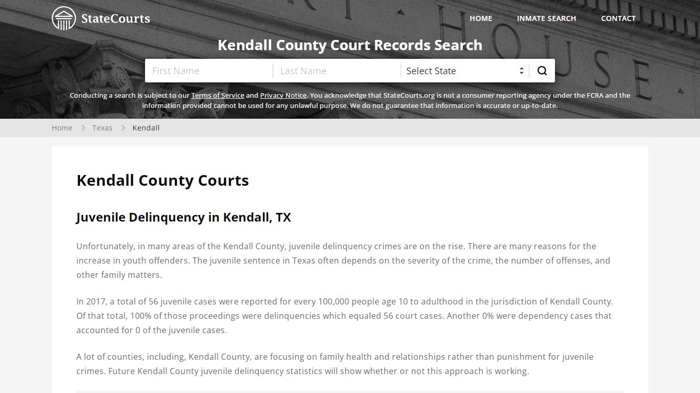 Kendall County, TX Courts - Records & Cases - StateCourts