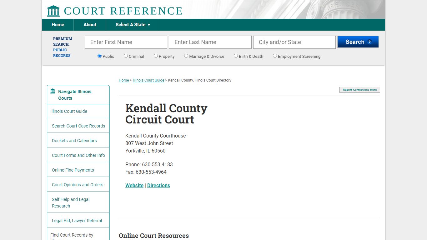 Kendall County Circuit Court - Court Records Directory